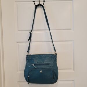 STONE & CO. HUNTER GREEN PEBBLE LEATHER SHOULDER BAG